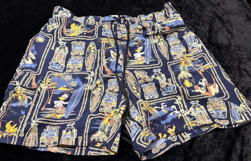 Men XL Vintage Disney Men's Mickey & Friends AOP Surfing Swim Trunks